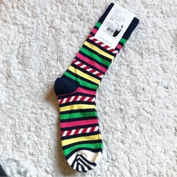 HAPPY SOCKS: Mens New With Tags Multi- Colored Striped Candy Cane Socks (10-13) - Picture 3 of 5